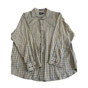 Pendleton Somerset Mens XL Plaid Button Down Shirt Olive Green Navy Blue Cotton